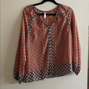 Orange and white blouse size Medium